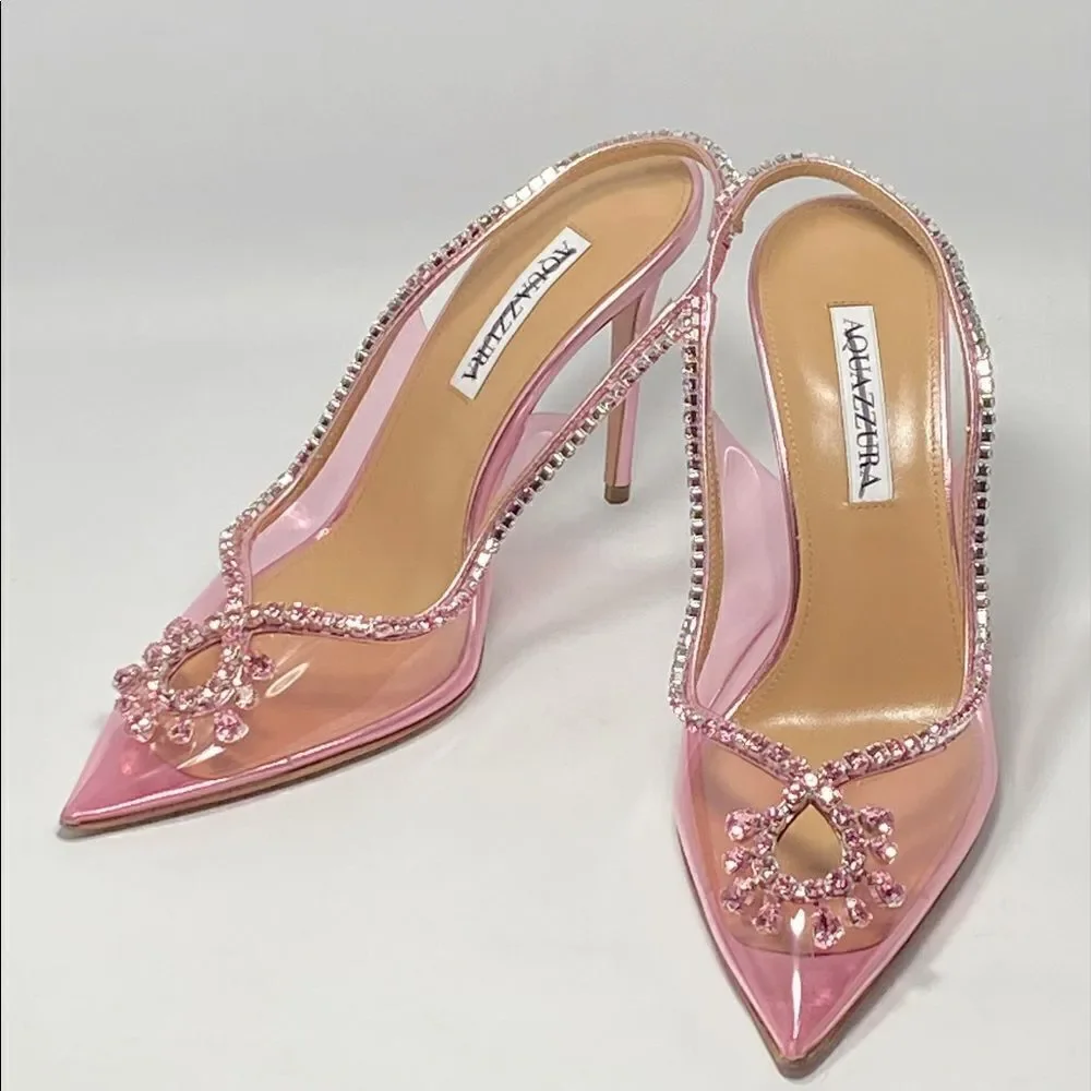 Aquazzura Seduction 105mm crystal-embellished pumps size 38